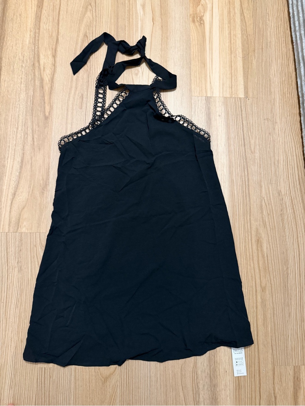 Cupshe Black Halter Neck Mini Dress with Cutout Trim - Picture 3 of 5